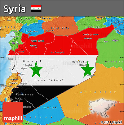 Flag Map of Syria, political outside