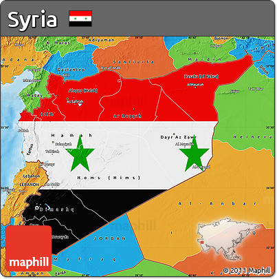 Flag Map of Syria, political outside