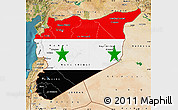 Flag Map of Syria, satellite outside
