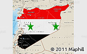 Flag Map of Syria, shaded relief outside