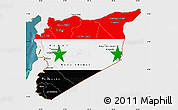 Flag Map of Syria, single color outside, satellite sea, flag centered