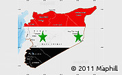 Flag Map of Syria, single color outside, shaded relief sea