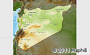Physical Map of Syria, darken, land only