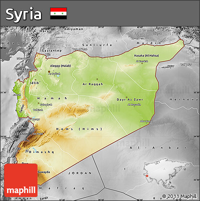 Physical Map of Syria, desaturated