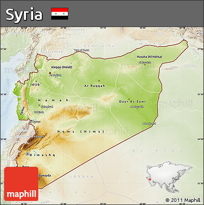 Physical Map of Syria, lighten
