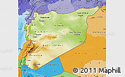 Physical Map of Syria, political shades outside