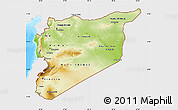 Physical Map of Syria, single color outside, bathymetry sea