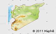 Physical Map of Syria, single color outside, bathymetry sea, shaded relief sea