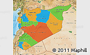 Political Map of Syria, satellite outside, bathymetry sea