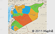 Political Map of Syria, shaded relief outside, bathymetry sea