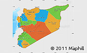 Political Map of Syria, single color outside, bathymetry sea
