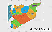 Political Map of Syria, single color outside, satellite sea