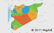 Political Map of Syria, single color outside, shaded relief sea