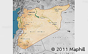 Satellite Map of Syria, desaturated, land only