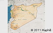 Satellite Map of Syria, lighten, semi-desaturated, land only