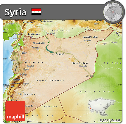 Satellite Map of Syria, physical outside