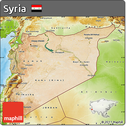 Satellite Map of Syria, physical outside