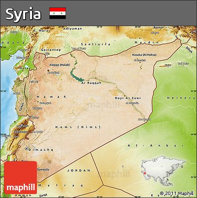 Satellite Map of Syria, physical outside