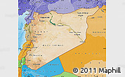 Satellite Map of Syria, political shades outside