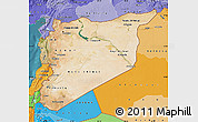 Satellite Map of Syria, political shades outside, satellite sea