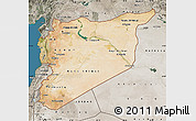 Satellite Map of Syria, semi-desaturated, land only