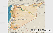 Satellite Map of Syria, shaded relief outside, satellite sea