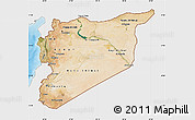 Satellite Map of Syria, single color outside, shaded relief sea