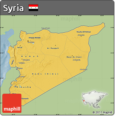 Savanna Style Map of Syria, single color outside