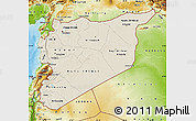 Shaded Relief Map of Syria, physical outside