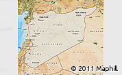 Shaded Relief Map of Syria, satellite outside, shaded relief sea