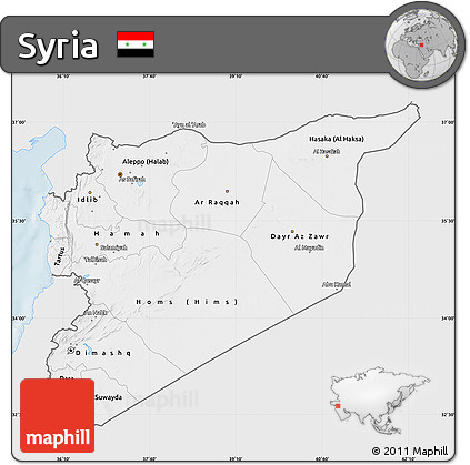 Silver Style Map of Syria, single color outside