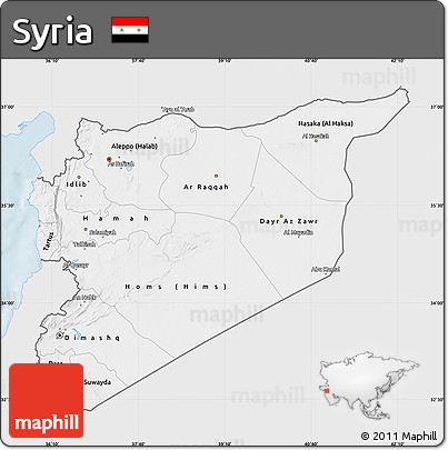 Silver Style Map of Syria, single color outside