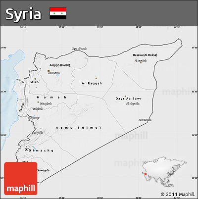Silver Style Map of Syria, single color outside
