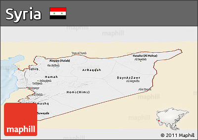 Classic Style Panoramic Map of Syria, single color outside