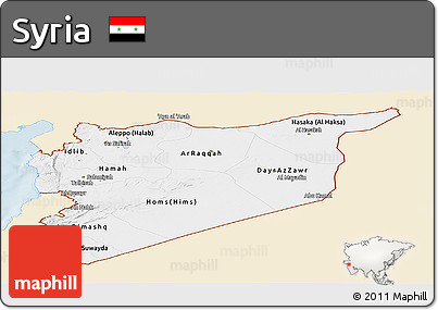 Classic Style Panoramic Map of Syria, single color outside