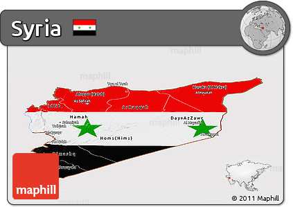 Flag Panoramic Map of Syria