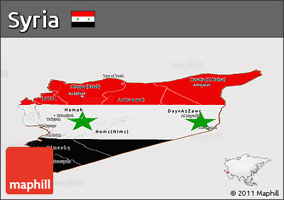 Flag Panoramic Map of Syria