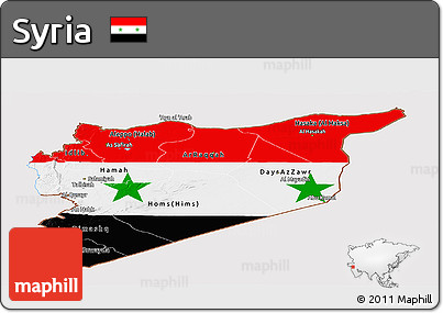 Flag Panoramic Map of Syria