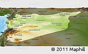 Physical Panoramic Map of Syria, darken, land only