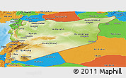 Physical Panoramic Map of Syria, political outside