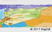 Physical Panoramic Map of Syria, political shades outside