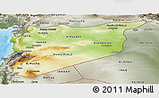 Physical Panoramic Map of Syria, semi-desaturated, land only