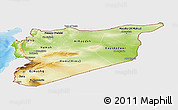 Physical Panoramic Map of Syria, single color outside, bathymetry sea, shaded relief sea