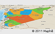 Political Panoramic Map of Syria, shaded relief outside