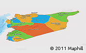 Political Panoramic Map of Syria, single color outside, shaded relief sea