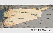 Satellite Panoramic Map of Syria, darken, semi-desaturated