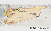 Satellite Panoramic Map of Syria, lighten, semi-desaturated