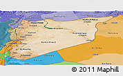 Satellite Panoramic Map of Syria, political shades outside, satellite sea