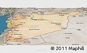 Satellite Panoramic Map of Syria, semi-desaturated, land only