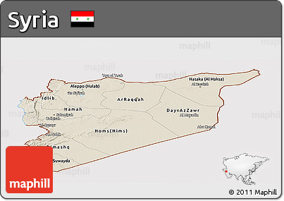 Shaded Relief Panoramic Map of Syria, cropped outside